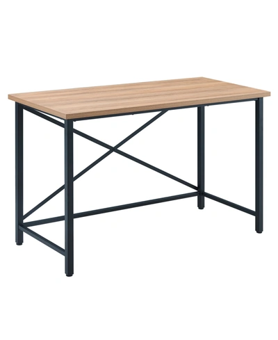 Hudson & Canal Martina Desk, 47.5" X 22" In Black And Golden-tone Oak