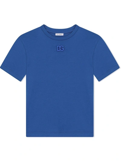 Dolce & Gabbana Kids Monogram Logo T-shirt (10-12 Years) In Blue