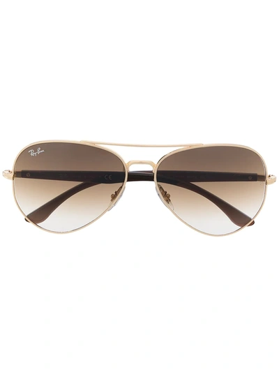 Ray Ban Rb3675 Aviator-frame Sunglasses In Brown
