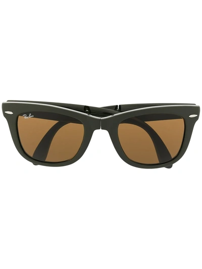 Ray Ban Folding Wayfarer Sunglasses In Green