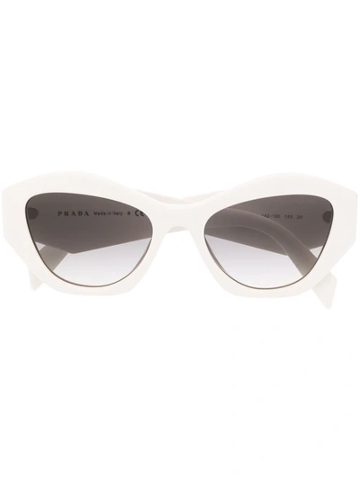 Prada Symbole Geometric-frame Sunglasses In White/gray