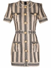 Balmain Stiped Pique Dress In Black