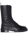 Jimmy Choo Black Cora Monogram Leather Boots In Black