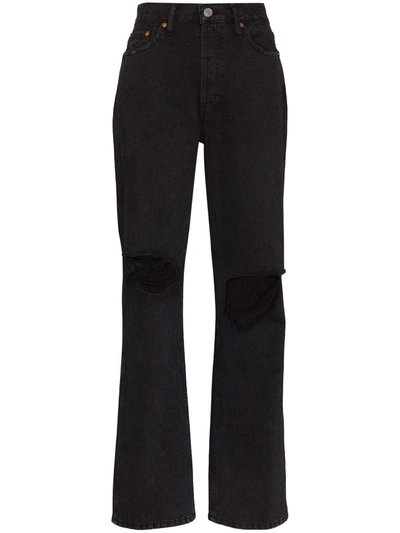 Re/done Ultra High-rise '70s Jeans In Shaded Black