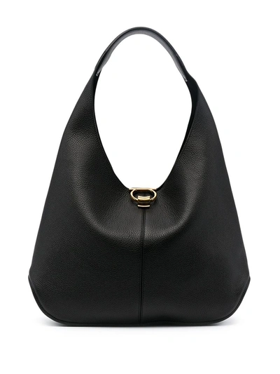 Ferragamo Margot Gancio Pebbled Leather Hobo Bag In Black