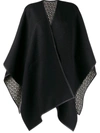 Ferragamo Reversible Wool Poncho In Black