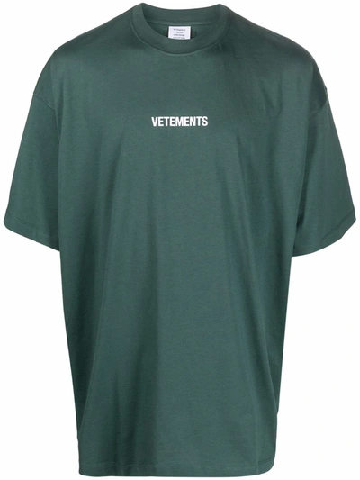 Vetements Green Logo-print Drop-shoulder T-shirt