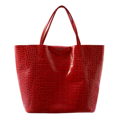 Pre-owned Givenchy Obsedia Tote Vegan Leather Handbag In Orange