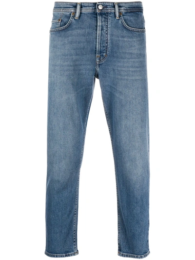Acne Studios Slim Organic Cotton Denim Cropped Jeans In Blue