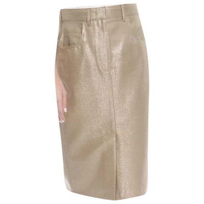 Pre-owned Max Mara Wool Mid-length Skirt In Gold