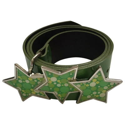 Pre-owned Fornarina Patent Leather Belt In Green