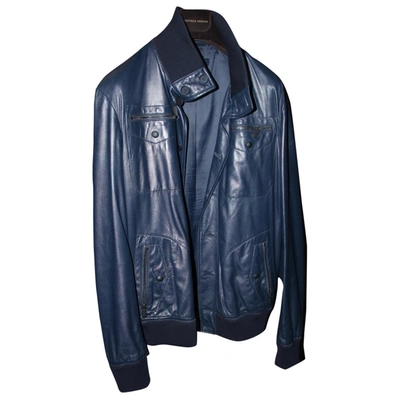 Pre-owned Bottega Veneta Leather Jacket In Blue