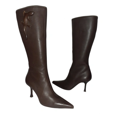 Pre-owned Escada Leather Boots In Brown
