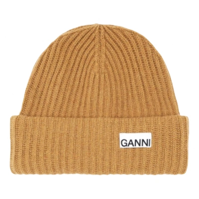 Pre-owned Ganni Wool Cap In Camel