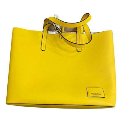 Pre-owned Calvin Klein Leather Tote In Yellow