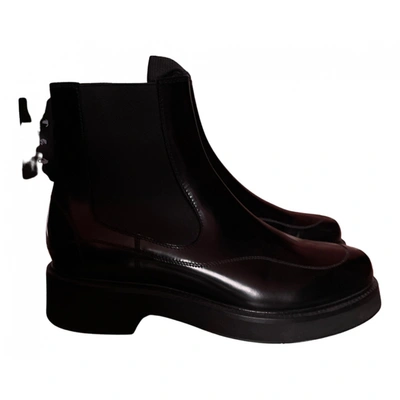 Pre-owned Off-white Patent Leather Ankle Boots In Black