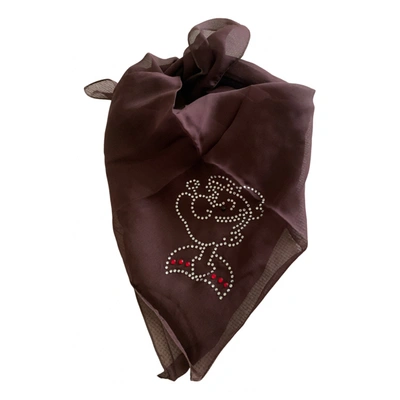 Pre-owned Moschino Silk Handkerchief In Brown