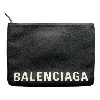 Pre-owned Balenciaga Everyday Leather Clutch Bag In Black