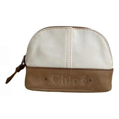 Pre-owned Chloé Leather Clutch Bag In White