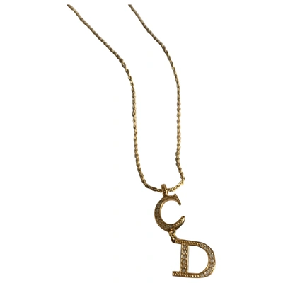 Pre-owned Dior Cd Navy Necklace In Gold