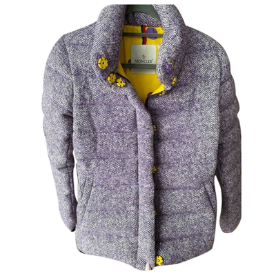 Pre-owned Moncler Tweed Coat In Purple