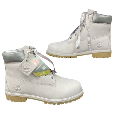 Pre-owned Timberland Leather Ankle Boots In Grey
