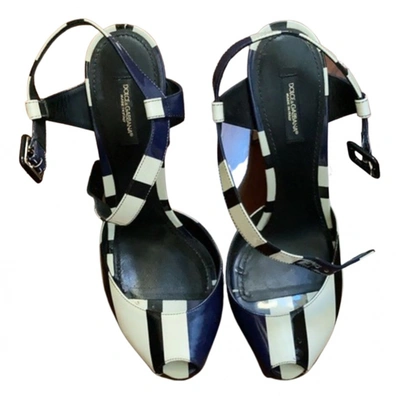 Pre-owned Dolce & Gabbana Patent Leather Sandals In Blue