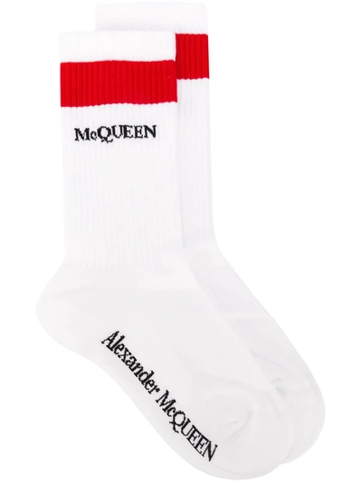 Alexander Mcqueen Logo Knitted Socks In White