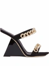 Giuseppe Zanotti Suede Sandals With Chain Details In Black