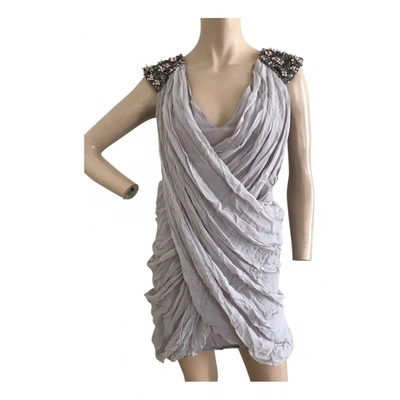Pre-owned French Connection Silk Mini Dress In Grey