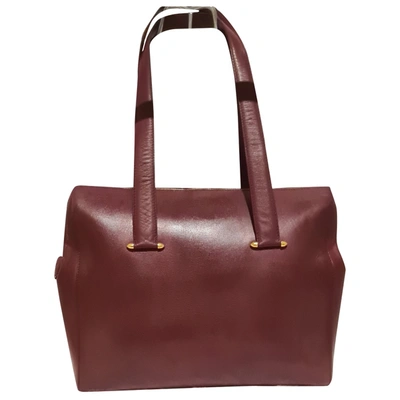 Pre-owned Cartier Leather Handbag In Burgundy