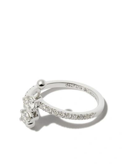 Delfina Delettrez 18kt White Gold Two In One Contrariè Diamond Ring In Silver