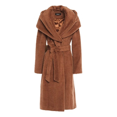 Pre-owned Dkny Wool Coat In Brown