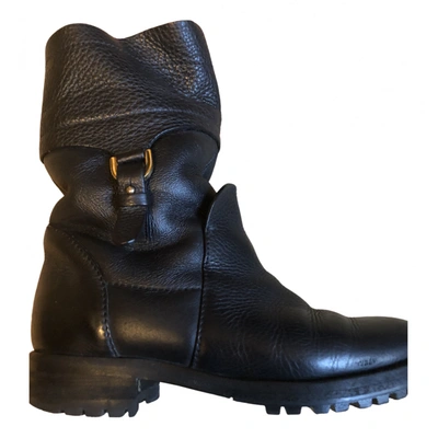 Pre-owned Sergio Rossi Leather Snow Boots In Black