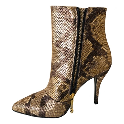 Pre-owned Just Cavalli Leather Ankle Boots In Metallic