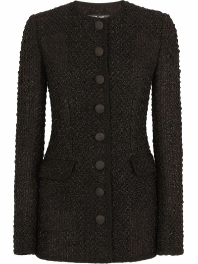 Dolce & Gabbana Long Tweed Jacket In Black