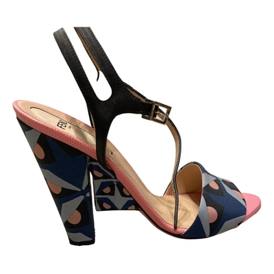 Pre-owned Fendi Leather Sandal In Blue