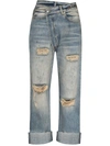 R13 CROSSOVER DISTRESSED-EFFECT JEANS