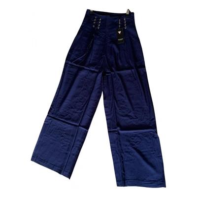 Pre-owned Guess Trousers In Blue