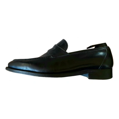 Pre-owned Sutor Mantellassi Leather Flats In Black