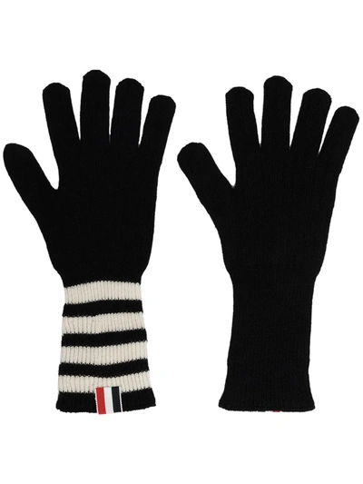 Thom Browne Cashmere Rib Gloves With 4 Bar Navy In Blue