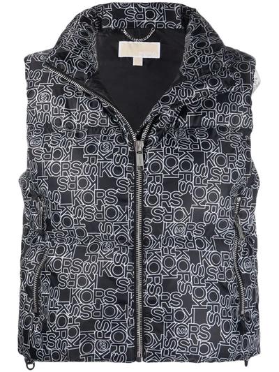 Michael Kors Logo-print Puffer Gilet In Black