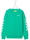 Off-white Green Sweatshirt With White Print In Green