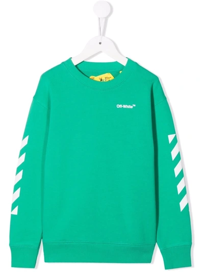 Off-white Kids' Green Sweatshirt With White Print