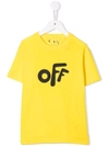 Off-white Yellow T-shirt For Boy With Black Logo In Yellow