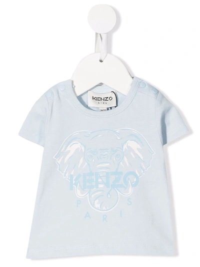 Kenzo Babies' Tiger Head T-shirt In Blue