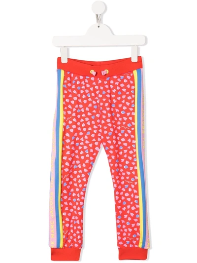 The Marc Jacobs Kids' Hearts Print Logo Sweatpants (4-14 Years) In Red