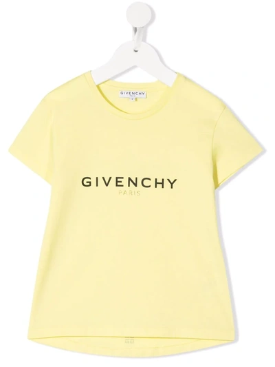 Givenchy Kids' Logo-print Glitter-detail T-shirt In Yellow