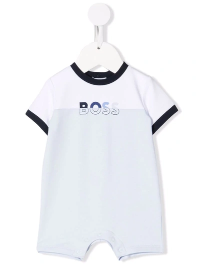 Bosswear Babies' Two-tone Logo Print Romper In Blue