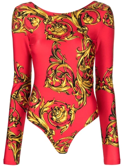 Versace Jeans Couture Signature Garland Long-sleeve Bodysuit In Multicolour